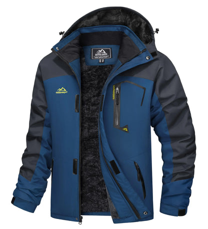 Men's Water-Resistant Ski Jacket Winter Fleece Lined Snow Coat Warm Windproof Outdoor Jacket