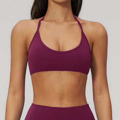 High Intensity Sports Bra Women Hanging Neck Top High Support Push-up Open Back Gym Wear Fitness Bra Yoga Bra Workout Underwear