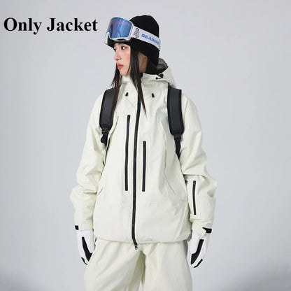2026 New Women Skiing Jackets Loose Zipper Hooded Windproof Breathable Waterproof Ski Tops Outdoor Men Sports Snowboarding Coats