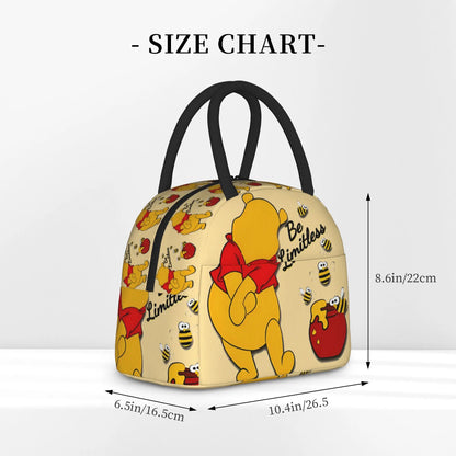 Anthropomorphic Teddy Bear Happy Insulated Lunch Bags Large Winnie The Pooh Reusable Thermal Bag Lunch Box Tote Work  Outdoor