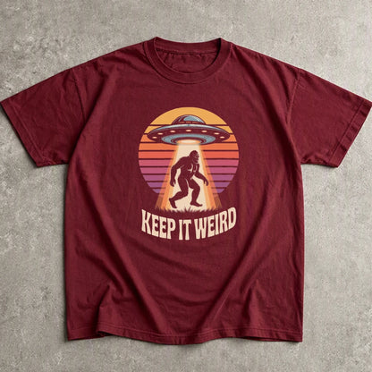 Groovy UFO Bigfoot Sasquatch Lady Retro Pop Art Graphic Tee Weird Alien 70s Vibe Shirt Music Festival Top