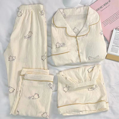 Polka Dot Elegant Women 3PCS Pajama Set Sleepwear Pajama Set Top and Pant with Shorts 3 Piece Set Home Suit Sweet Outfits Y2K