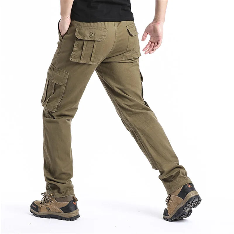 Large Pocket Loose Overalls Men's Outdoor Sports Jogging Tactical Pants Elastic Waist