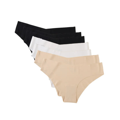 7Pcs/Set Women's V-Waist Panties Seamless Low-Waist Bikin Briefs Ladies Sexy Lingerie Ice Silk No Show Invisible Underwear XS-XL