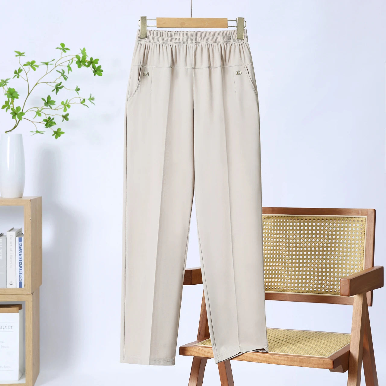 Summer women's soft pants/Capri pants plus size casual pants 2025 elastic waist office casual outdoor pants