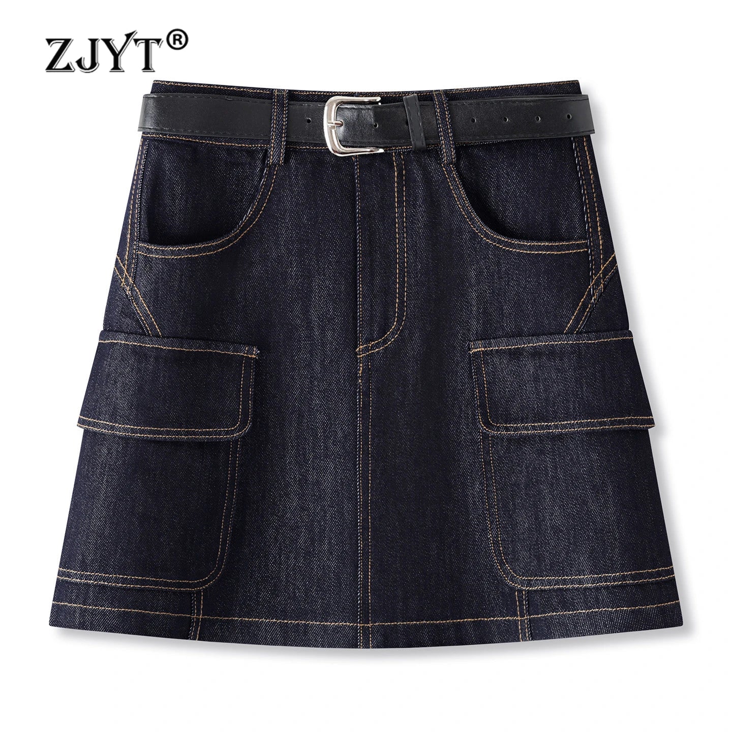 ZJYT High Street Fashion Denim Skirts for Women Summer 2026 New High Waist Casual Blue Mini Skirt Ladies Faldas Female Clothes