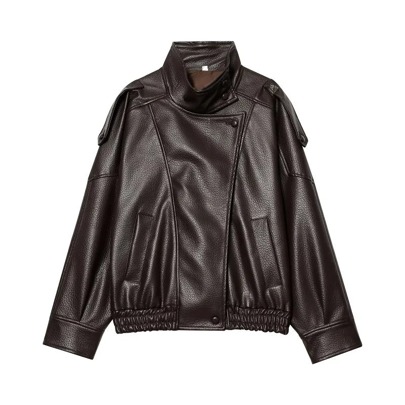 MUJER Faux Leather Jackets for Women Oversize Women's Bomber Jacket Fashion Winter Womens Coats Outerwears Demi-season Jackets
