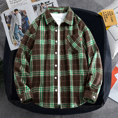 Big Size 9XL Men Flannel Plaid Shirts Long Sleeve Oversize Tops Male Loose Autumn Winter 69% Cotton Streetwear Plus Large Casual