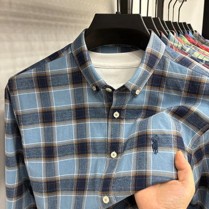 Luxury Brand Embroidery 100% Cotton Long Sleeved Shirt Men's New Shirt Men's Casual Loose Top Business Men