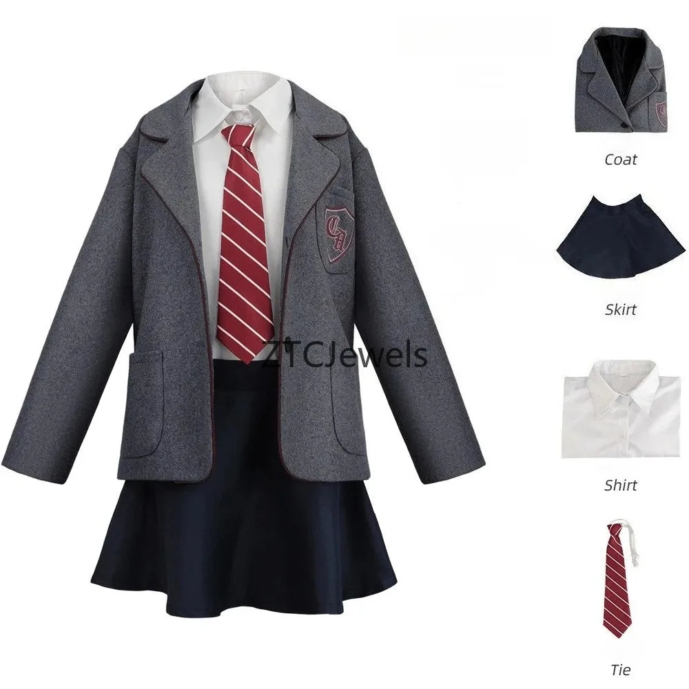Matilda Cosplay Costume Girls School Uniform Jacket Shirt Skirt Tie Set Halloween Party Stage Musical Outfit