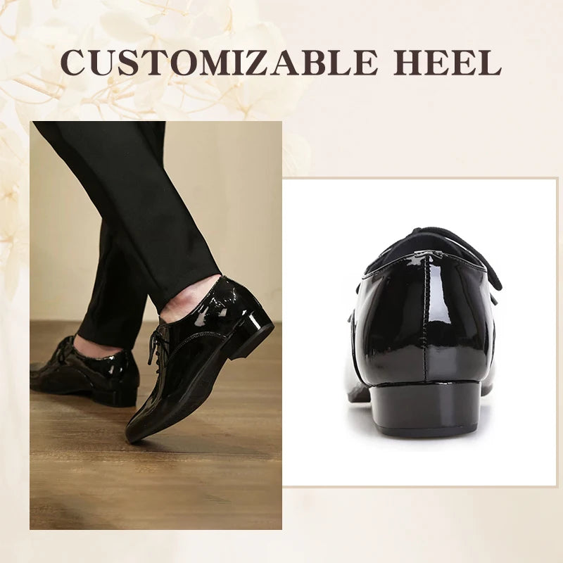 Men Latin Dance Shoes For Rumba Waltz Ballroom Party Salsa Tango Modern Dance Shoes Patent/Matte Leather Boy's Dance Sneaker