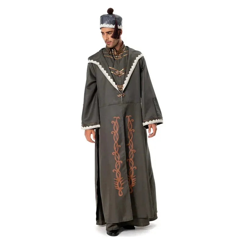 2025 Dumbledore Robe Halloween Cosplay Costume with Hat Wig Full Set for Adult Men