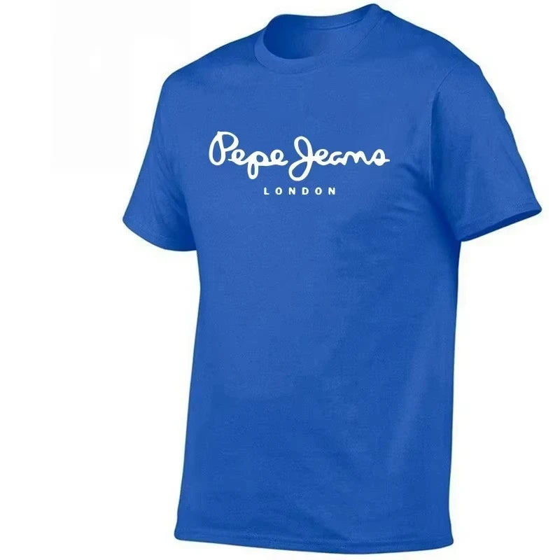 2026 New Pepe Jeans London Logo T-Shirt, Summer Men's Short-Sleeve Trendy Fashionable Pure Cotton Top, Street Style T-Shirt Clot
