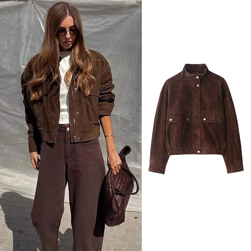 Women's Autumn Jackets 2025 New Fashion Big Pocket Elegant Women's Slim Warm Jackets Autumn Street Chic Young Student Coats