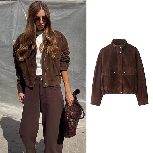 Women's Autumn Jackets 2025 New Fashion Big Pocket Elegant Women's Slim Warm Jackets Autumn Street Chic Young Student Coats