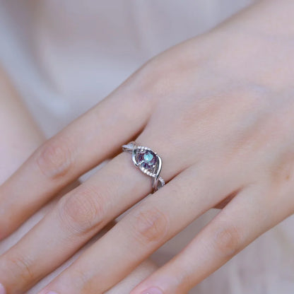 ALLNOEL 925 Sterling Silver Color Change Alexandrite Ring For Women Luxury Engagement Wedding Band Fine Jewelry