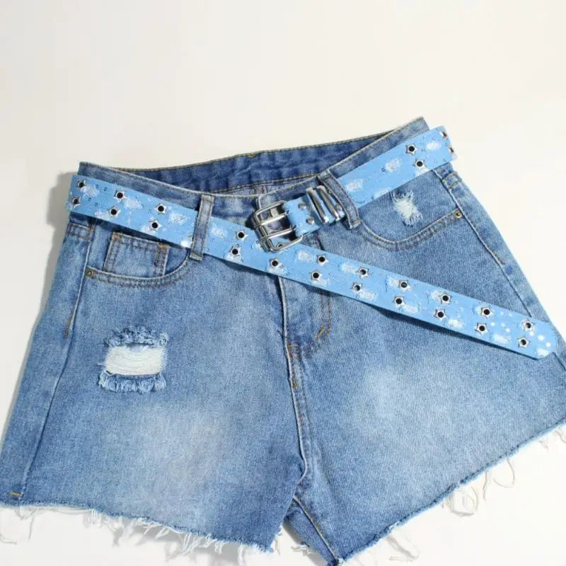 Hollow Star Buckle Denim Waistband Y2K Punk Hip Hop Style Unisex Streetwear Belt Fashion Waist Accessory For Daily Matching & Trendy Gifts