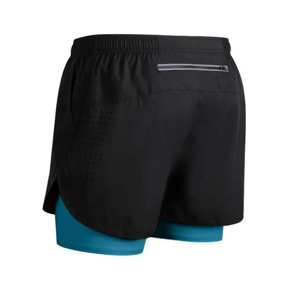 Summer Men's Reflective Running Shorts Fitness Quick Drying Double-Layer Shorts Men's Exercise Training Bodybuilding Shorts