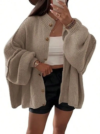 Womens Oversized Loose Fall Sweater Cardigans Long Lantern Sleeve Button Down Chunky Knit Coats