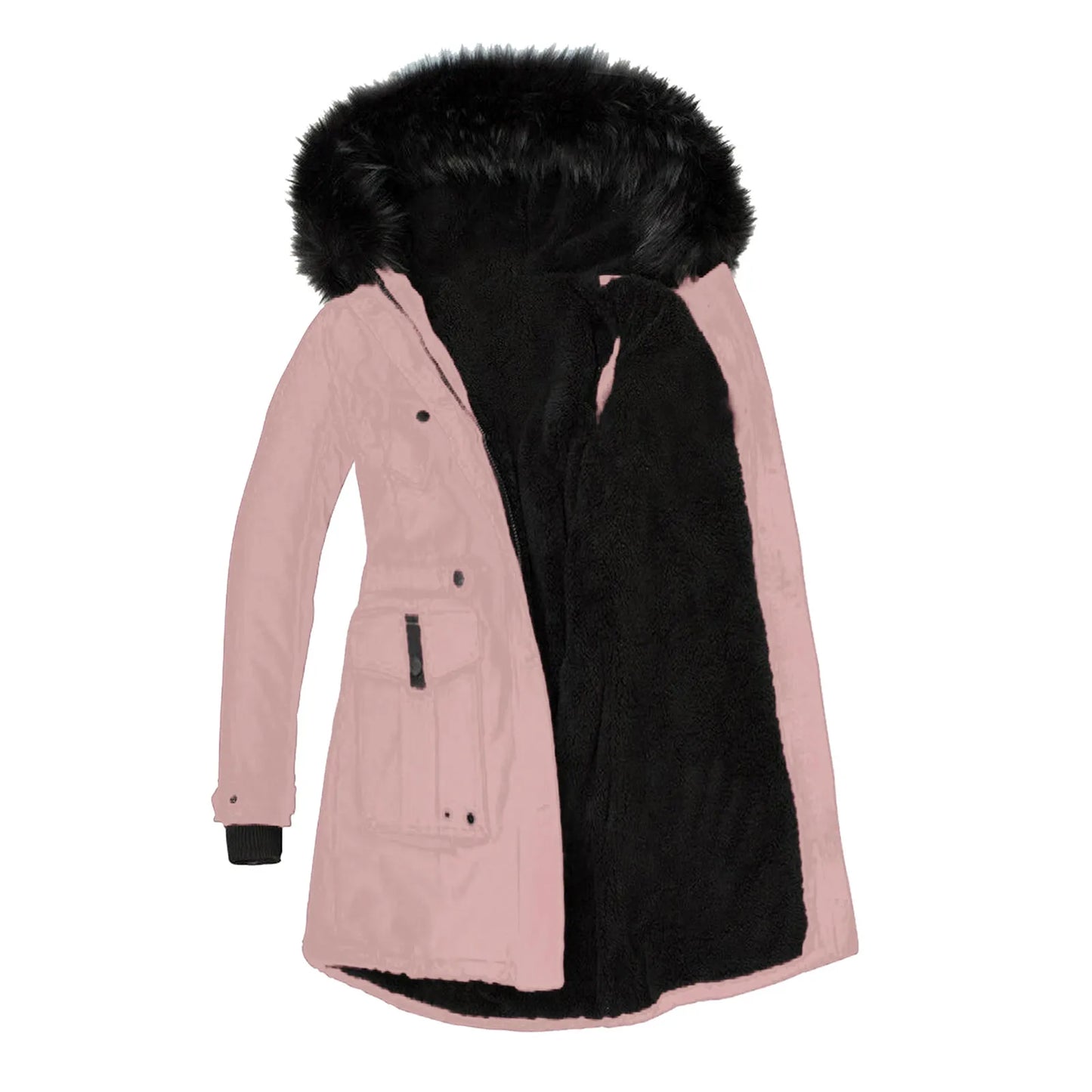 Winter Coats Lapel Collar Long Sleeve Jacket Coats Plus Size Casual Women Jacket Warm Hooded Thick Padded Outerwear Jackets