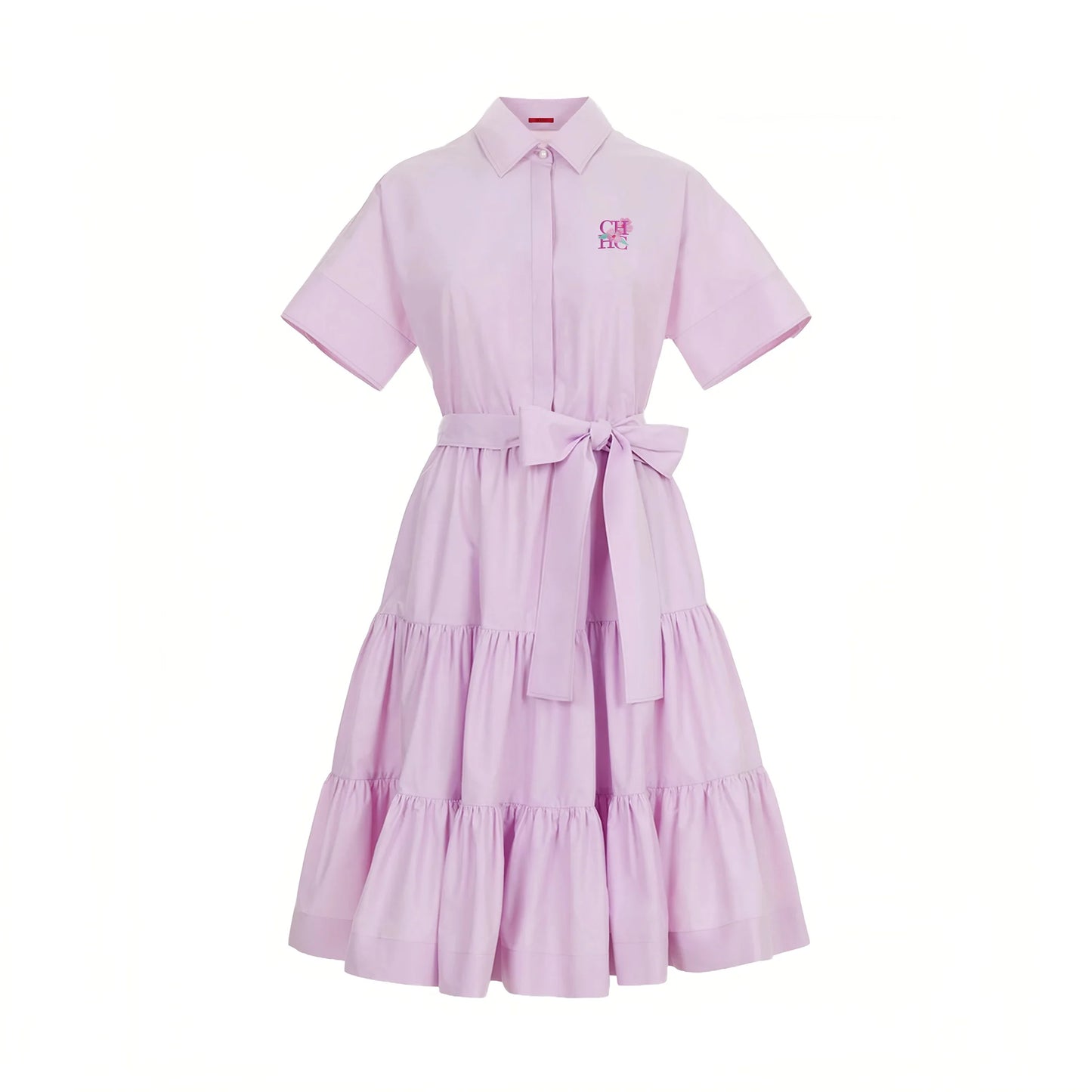 Elegant Women Dress Short Sleeve Casual Lapel Shirt Dress Bow Belt Solid Color A Line Fashion Fringed Dress Female Dresses