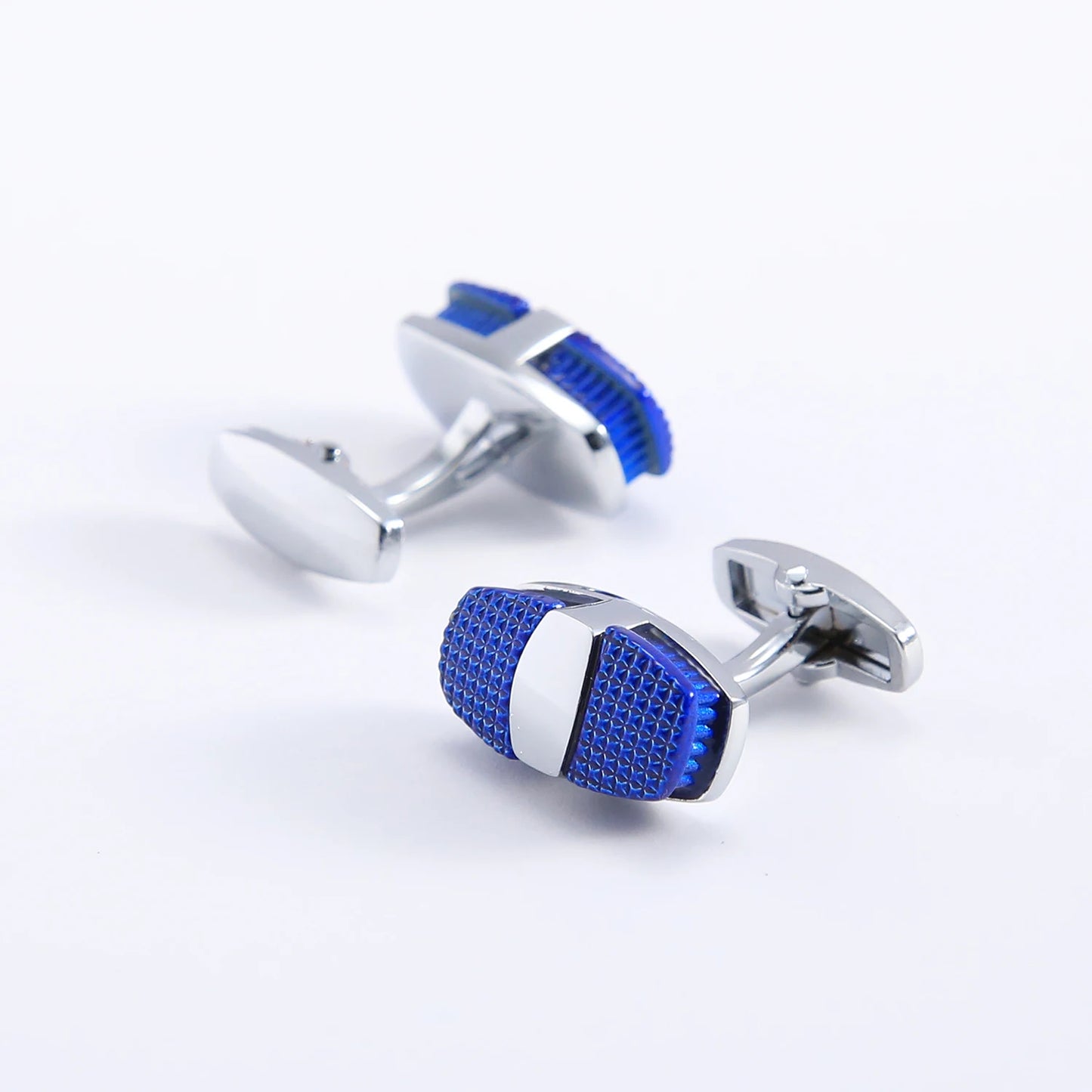 Luxury Brand Oval Shape Silver Plated Cufflinks Copper Blue French Style Shirt Cuffs Mens Wedding Party Dress Jewelry Accessorie