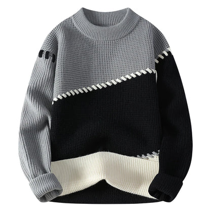 Men's Fashion stripe pattern Sweaters 2024 Autumn/Winter Loose Knittwear Men sweater youth Thick Warm wool pullovers M-4XL ﻿