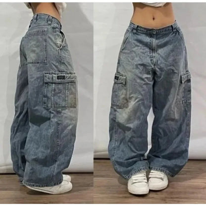 Y2K Harajuku New Punk Feng Shui Washing Old Baggy Jeans Female