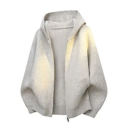 Pull-over zippered hooded sweater men's versatile knitwear jacket autumn and winter cardigan for men