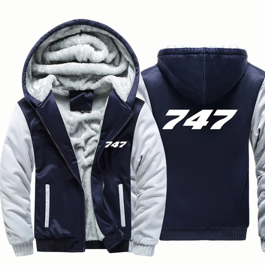 Hooded 747 Aviation Pilots Flight Fleece Warm Wool Thick Men Coat Jackets Autumn Winter Hoodies Sweatshirts