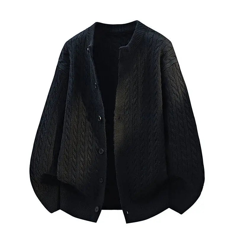 Legible Autumn and Winter Casual Sweater Men Loose Knitted Cardigan Male Round Neck Collar Sweatercoats Man