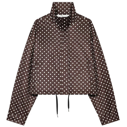 HXAO Polka Dot Bomber Jacket Women's Jackets Demi-Season Oversized Long Sleeve Top Outerwear Aviator Plus Size Zip Up Crop Coats