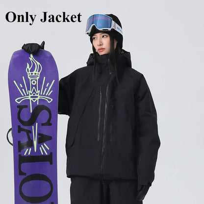 2026 New Women Skiing Jackets Loose Zipper Hooded Windproof Breathable Waterproof Ski Tops Outdoor Men Sports Snowboarding Coats