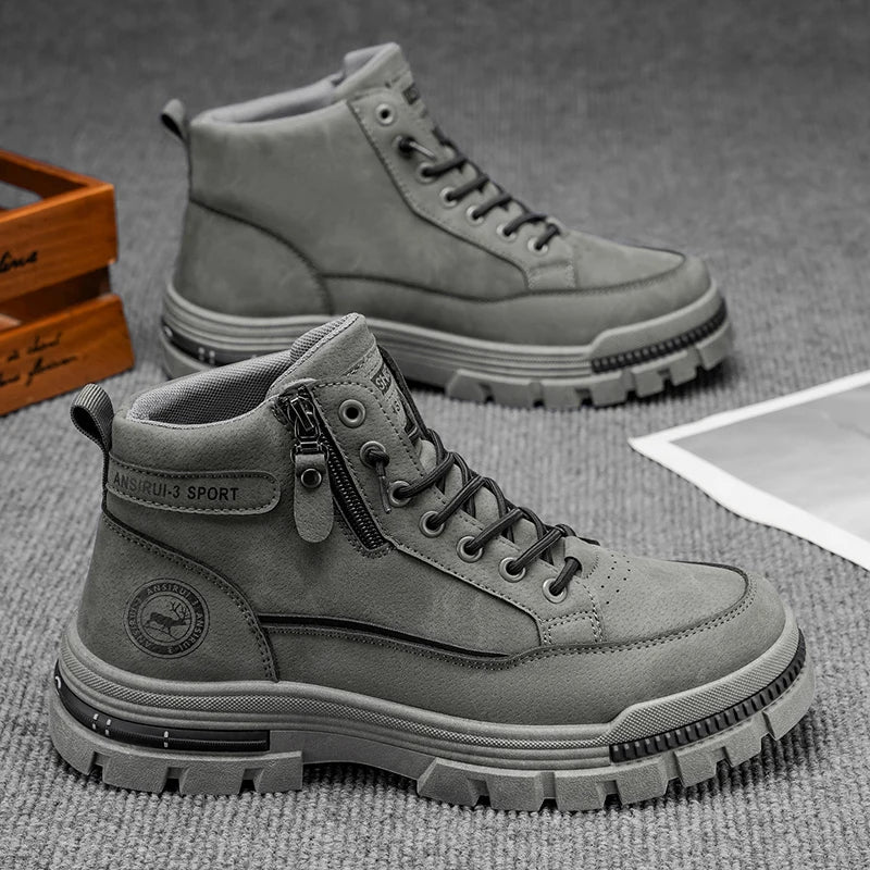 Men's Workwear High-Top Boots | Non-Slip Lace-Up Outdoor Sneakers