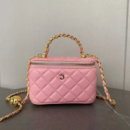 Channeled Bag Women designer makeup bag High Quality Sheepskin Diamond Lattice Handle Vanity Box Tote Bags Crossbody Shoulder Co
