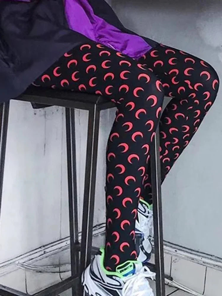 Fashionable Women Printed Elastic Jumpsuit Summer Casual Seamless Tight Thin Women\'s High Waisted Leggings