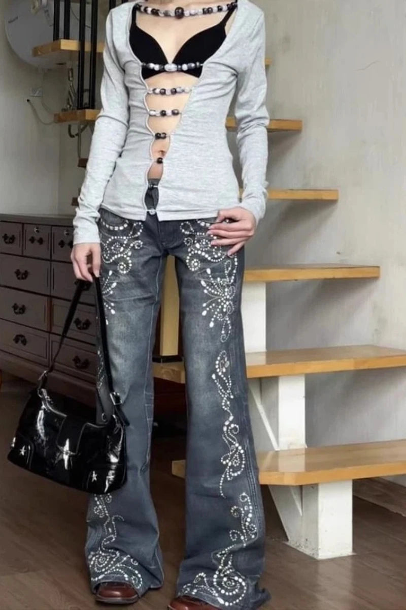 Jeans Women Y2k Pants Vintage Low Rise Bootcut Distressed Denim Trousers  Women  Design  Autumn Winter Fashion