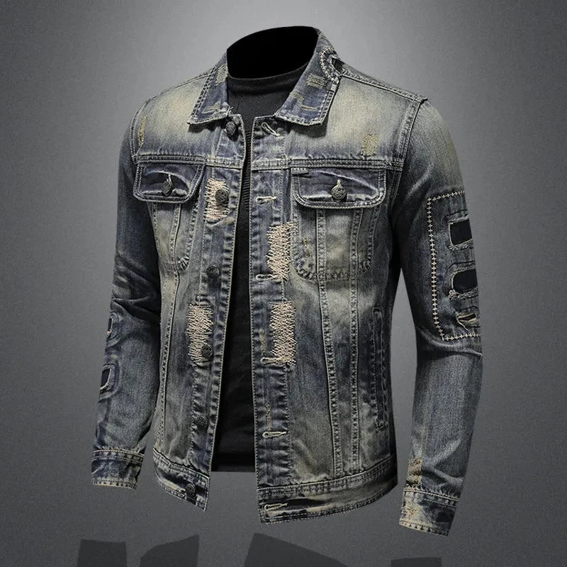 2026 winter denim jacket male Fashion Trench Coat Trend Jacket Men's Casual jackts men classic style denim Coat men full M-4XL