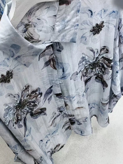 Luxury Design Summer Sparkle Diamonds Crystal Stitch Lightweight Sunscreen Shirts Blouses for Women's Thin Top Woman Clothing