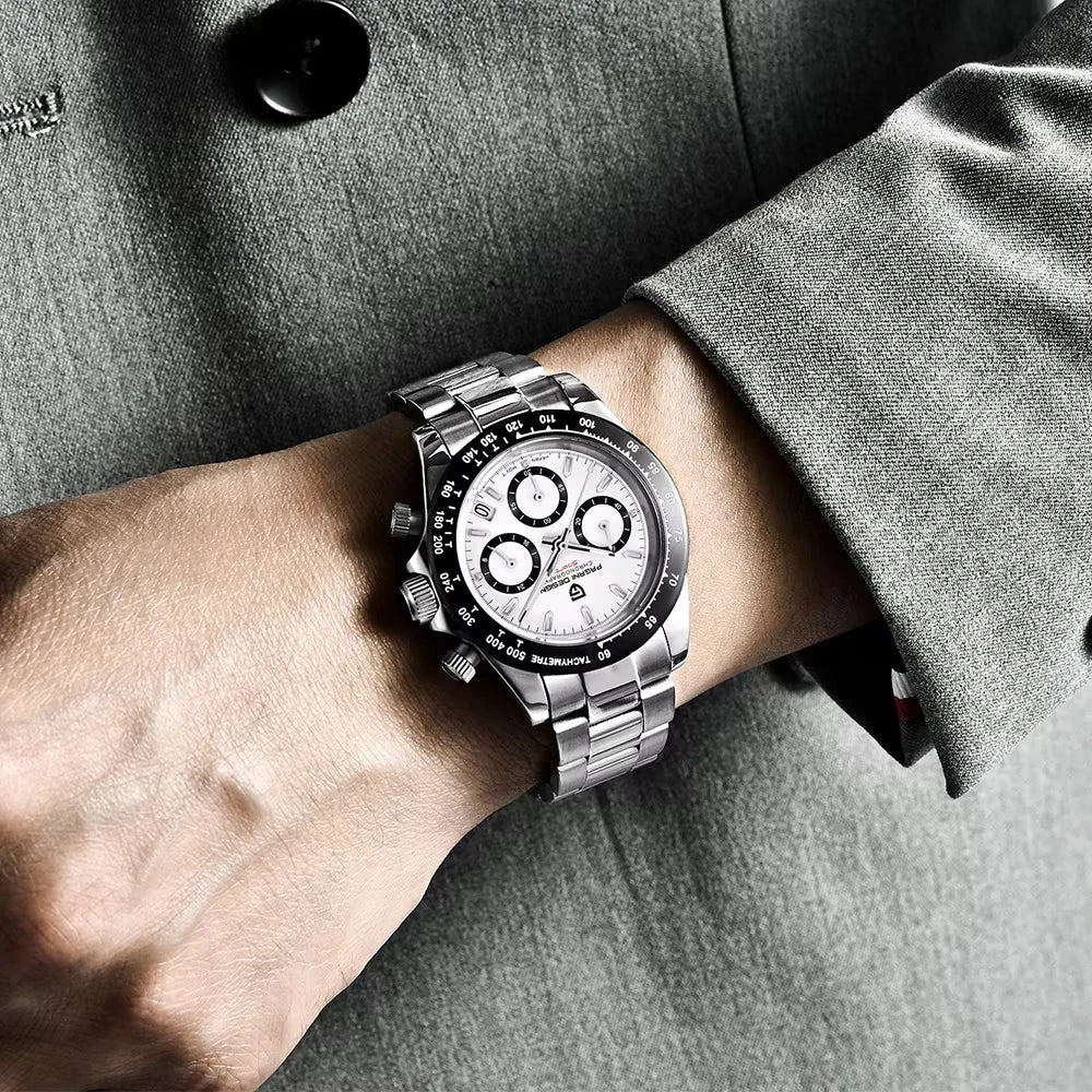PAGANI DESIGN PD1644 Men's VK63 Quartz Chronograph Watch Sapphire Glass Stainless Steel 100M Waterproof Sport Wristwatch