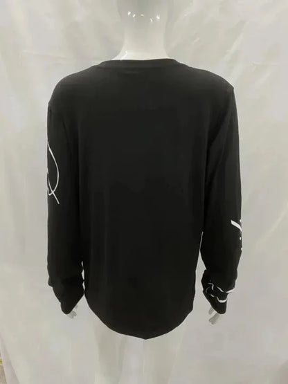 Y2K Harajuku Aesthetics Versatile Tee American Retro Millennium Letter Printed T-shirt Dark Street Punk Long Sleeved Women's Top