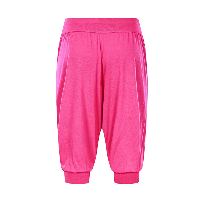 Summer Women Capri Pants Elastic Casual Loose High Waist Bloomers Joggers Sports Fitness Yoga Sweatpants Trousers