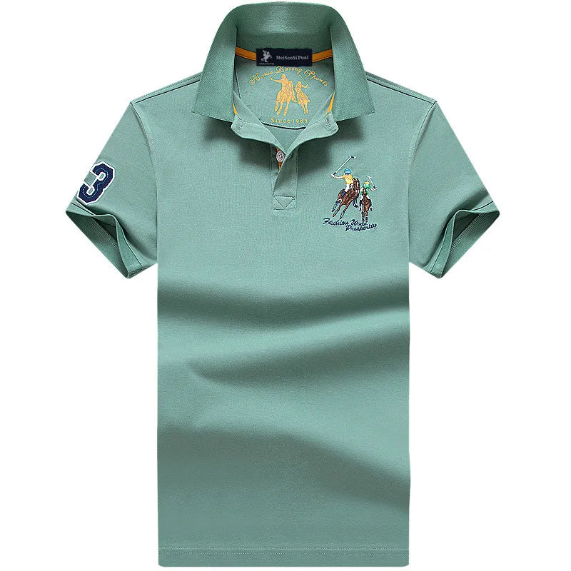 Fashion Polo T Shirt Man Cotton Big Size Polo Shirt Men Casual Embroidery Lapel Button Shirt Short Sleeve High Quality Male Red