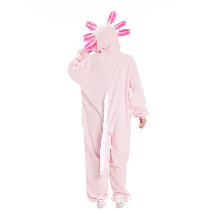 Animal Axolotl Kigurumi Pyjamas Halloween Family Onesie Adult Cartoon Purple Pink Blue Pajama Cosplay Party Women Men Homewear