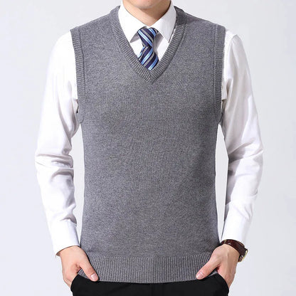 2026 New Fashion Brand Sweater Man Pullovers Vest Slim Fit Jumpers Knitwear Sleeveless Winter
