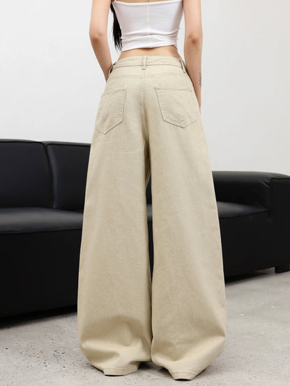 Women's Basic Simple Versatile Solid Color Wide-Leg Jeans, Comfortable And Breathable, Perfect For Street Outings And Travel
