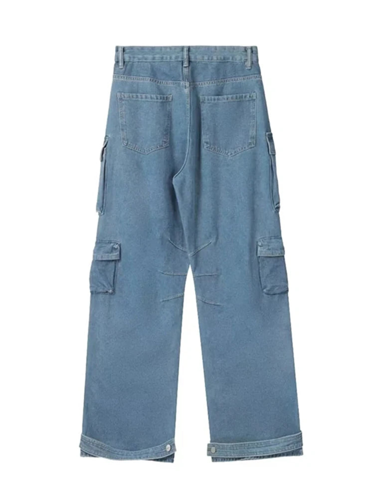 Y2K Cargo Jeans Women's Baggy Wide Leg Multi-Pocket Fashion Denim Pants Harajuku Streetwear Female Vintage Loose Casual Pants