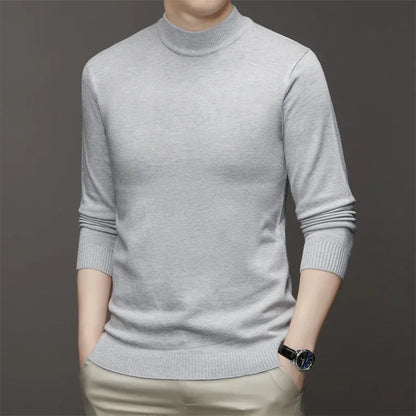 7 Colour Men's Half High Neck Long Sleeved Solid Color Sweater Soft, Warm and Comfortable Top with a Base
