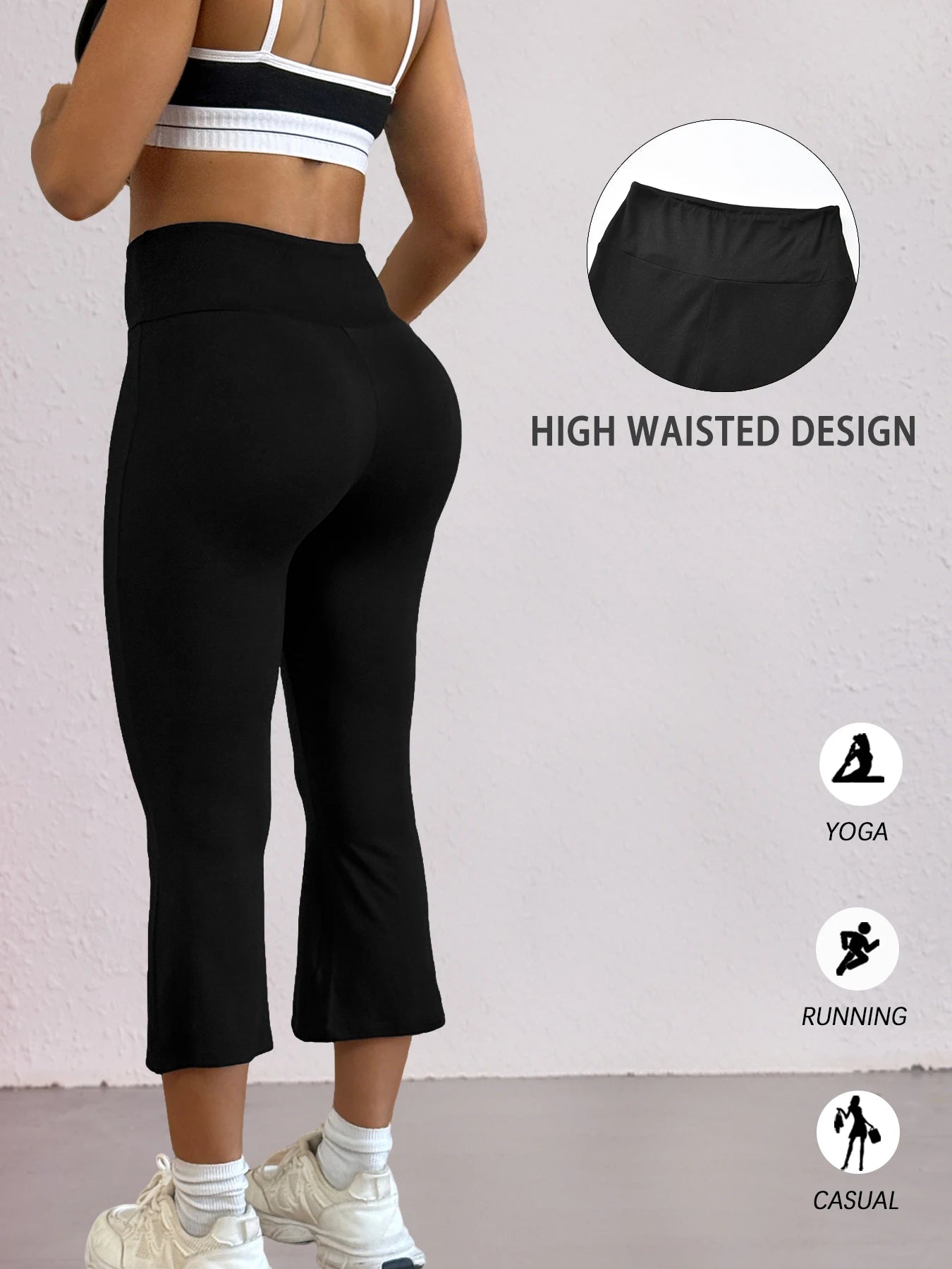 High Waisted Capri Pants For Women,Super soft Tummy Control Flare  Leggings,Workout Running Yoga Athletic Leggings