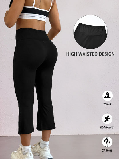 High Waisted Capri Pants For Women,Super soft Tummy Control Flare  Leggings,Workout Running Yoga Athletic Leggings